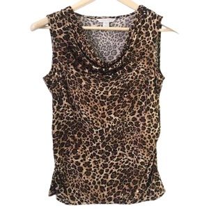 Laura Ashley Leopard Gold Confetti Sleeveless Blouse
